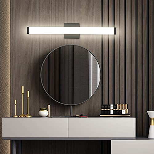 Image of Bathroom Vanity Light Brushed Nickel Square LED 24 inch 14W 4000K Natural White Light Wall Bar Lighting Fixtures Over Mirror (Matte Black, 24in)