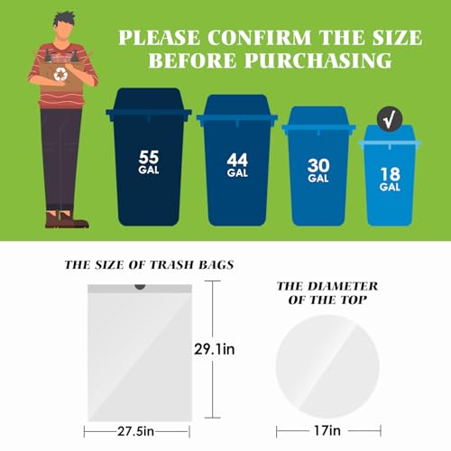 18 Gallon 120 Counts Strong Drawstring Trash Bags Garbage Bags by Teivio, Bathroom Trash Can Bin Liners, Plastic Bags for home office kitchen, White by Teivio - Used condition - US$23.45