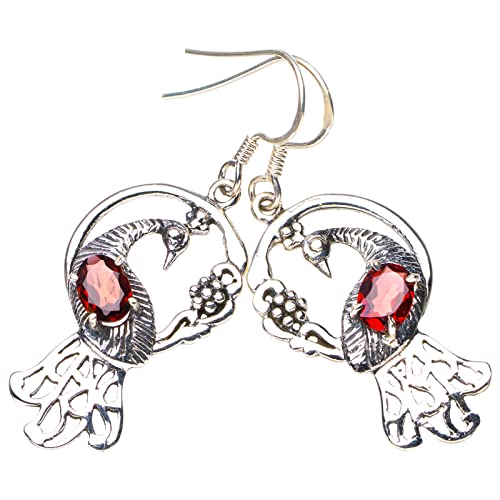 Boucles d'oreilles Grenat Paon StarGems anti-allergie argent fait main