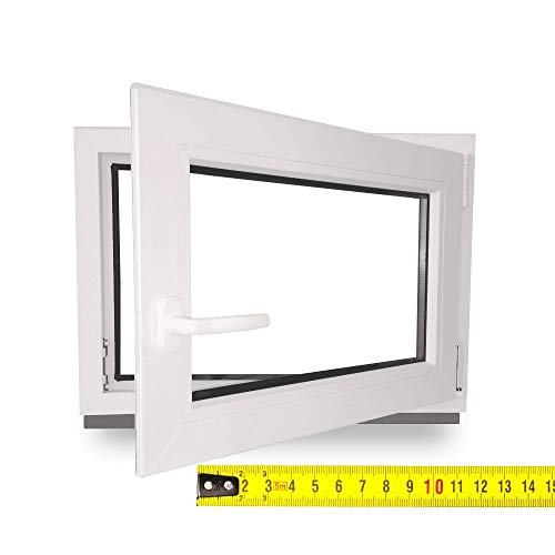 Preisvergleich Produktbild Kellerfenster nach Maß - Kunststofffenster - Fenster - Sondermaße - innen weiß / außen weiß - DIN Links - 3-fach - Verglasung - 0,5m² - 60 mm Profil
