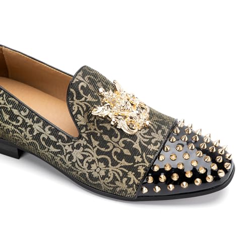 Image of Meijiana Mens Velvet Loafers Dress Shoes with Metal Embellishments Party Luxury Loafer Shoes