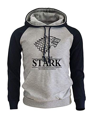 Game of Thrones Stark Unisex Hombre Impresión Pullover Sudaderas con Capucha con Bolsillos Grandes...