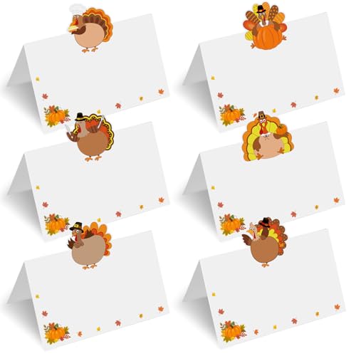 60 Pcs Thanksgiving Name Cards for Table, Turkey Thanksgivings Place Cards, Fall Place Cards for Thanksgivings Dinner Party Decoration, Thanksgiving's Place Settings Size 3.5*2.2 inches (Thanksgiving)