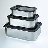 Stainless Steel Lunch Box Set with Glass Lids –3 Stackable Food Containers (650/1300/2300 ml | 22/44/78 oz), Airtight & Leakproof Double Silicone Seal, Oven/Freezer/Dishwasher Safe