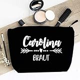  Geschenk Braut Trauzeugin Brautjungfer - personalisierter Kosmetikbeutel in schwarz oder Natur