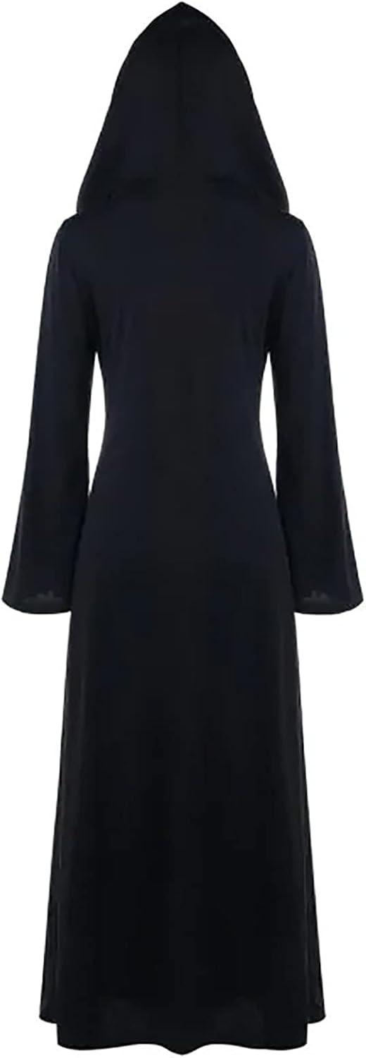 Womens Halloween Costumes 2024 V Neck Renaissance Dress Long Sleeve Victorian Dress Gothic Hooded Dress Vampire Gown Green