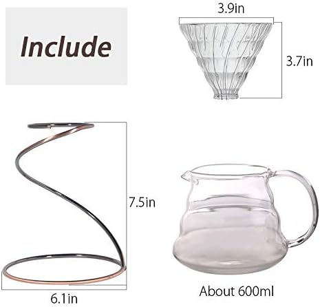 TINTON LIFE Reusable Metal Pour Over Coffee Dripper Stand(Bronze)Circinate Shaped with Drip Pot and Coffee Filter Dripper - Image 5