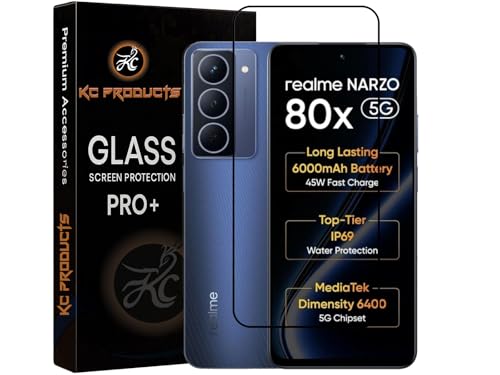 Image of Tempered Glass Screen Protector Compatible For Realme Narzo 80x 5G with Easy Self Installation Kit