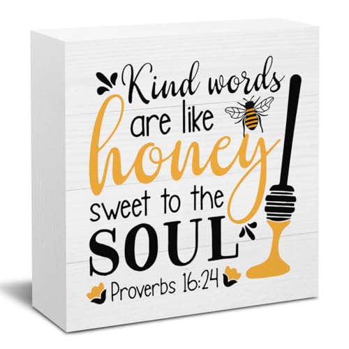 Summer Decorations for Home Summer Decor for Table Cute Bee Sign Honey Bee Decor Gifts for Women Decorations for Office Desk Shelf Cubicle 5 X 5 Inch