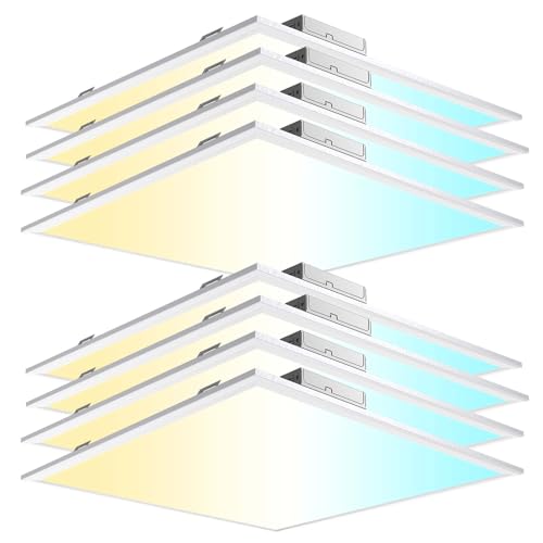 AIKVSXER 2x2 Led Flat Panel Light 8 Pack - 40W Color Switchable 3000K/4000K/5000K, 4400LM Triac Dimmable 2x2 Led Light Drop Ceiling, AC 120V Back-Lit Recessed Drop Ceiling Lights for Office,