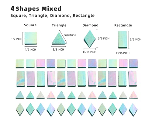 Lanyani Iridescent Glass Mosaic Tiles Supplies 200 Pieces Iridized Stained Glass Tile Pieces for Mosaic Craft 4 Shapes Mixed,Mint Green by Lanyani - Used condition - Image 4