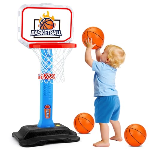 Image of Toddler Basketball Hoop for Kids 1-3, Mini Adjustable Basketball Hoops Indoor with Balls Outdoor Pool Basketball Goal Sports Play Toys for 1 2 3 Year Old Baby Boys Girls First Birthday Gift Age 1-2-3