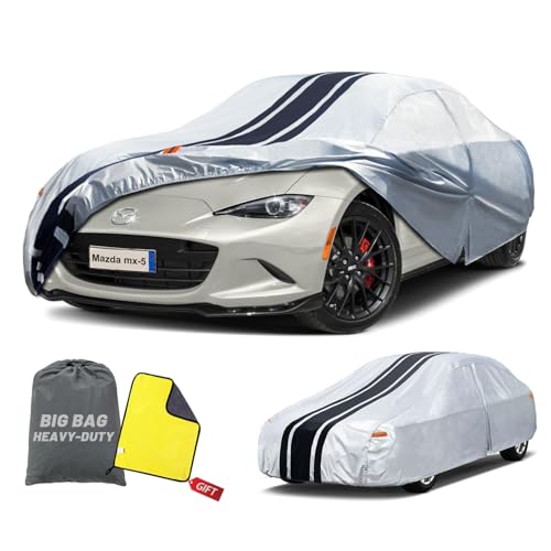 Image of 10-Layer Waterproof Coupe Sports Car Cover. Full Outdoor Small Car Covers. Universal Fit for Mazda Miata MX5, Honda S2000. Kia Rio, Sun Snow Rain. Size A1 (up to 165 inch)