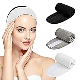 3 Pack Make Up Wrap Head, Headband Terry Cloth, Spa Facial Headband, Adjustable Towel with Magic...