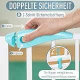 IB STYLE Türschutzgitter Berrin 120-130 cm, Treppengitter für Babys, Treppenschutzgitter ohne Bohren, Türgitter zum Klemmen, Kleinkinder Absperrung, Weiß Türkis