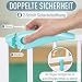IB STYLE Türschutzgitter Berrin 120-130 cm, Treppengitter für Babys, Treppenschutzgitter ohne Bohren, Türgitter zum Klemmen, Kleinkinder Absperrung, Weiß Türkis