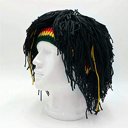 Image of Funny Rasta Wig Beard Hats Knitted Jamaican Rasta Beanie Hat with Dreadlocks Christmas Halloween for Men Women