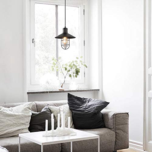 Lnc Industrial Cage Pendant Lighting, Black Small Hanging Fixture For Kitchen Island, Bedroom, Dining Room, Entryway And Foyer #TOP2