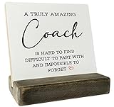 Coach Gift Wood Plaque - An Amazing Coach Is Hard to Find, Impossible to Forget - Meaningful Sign With Wooden Stand, Thank You Desk Sign for Teacher's Day