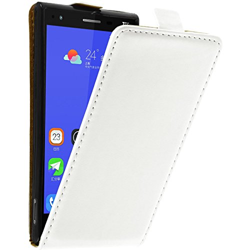 PhoneNatic Kunst-Lederhülle kompatibel mit ZTE Star 2 - Flip-Hülle weiß + 2 Schutzfolien