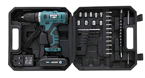 MYLEK 21 V Akku-Bohrmaschine, Elektro-Schraubendreher, Kombi-Set zum Selbermachen, 2 Geschwindigkeiten, Lithium-Ionen-Akku, LED-Licht, Tragetasche und 29-teilige Zubehör-Bits – Bild 3
