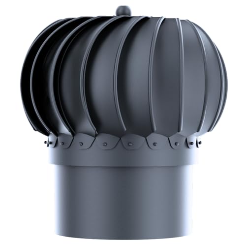 ROOFIVENT IVENT Turbo 8 inch ROOF Round Wind Turbine Exhaust Cowl/Graphite/UV Stable Polypropylene/High Performance Durable Turbine with Built in Spirit Level