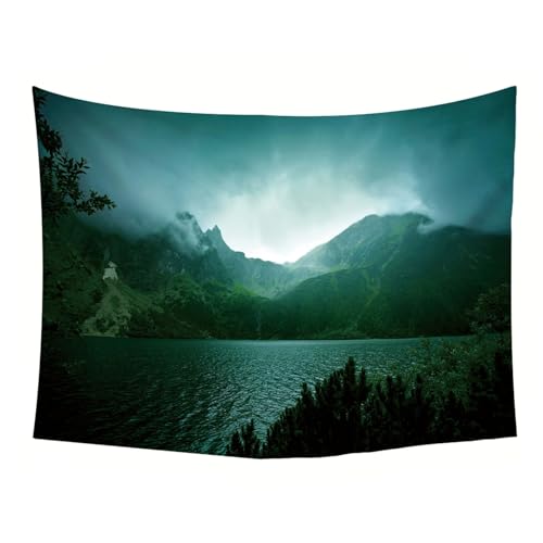 Tenture murale petite 150x130 pour masquer un mur vide avec un paysage de lac moderne