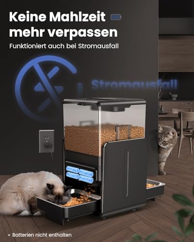 Cityflee Cityflee Futterautomat Katze für 2 Katzen, 5L/20 Tassen Katzenfutter Automat mit verstellbaren Schalen, Abnehmbares Bedienfeld, zeitgesteuert, Katzen- und Hunde Futterautomat für Trockenfutter - Produktansicht 9 | Tages Deals