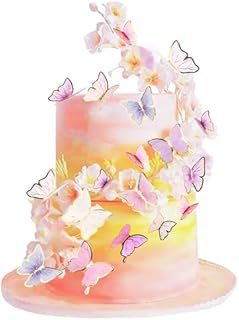Blumomon 60Pcs Butterfly Cupcake Toppers Butterfly Birthday Cake Toppers Decoration for Birthday Party Baby Shower Wedding Party Wall Decoration