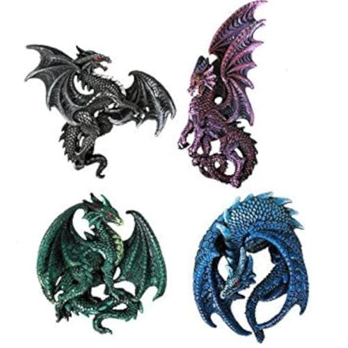 Set de 4 imanes decorativos de dragones Pacific Giftware miniatura 1