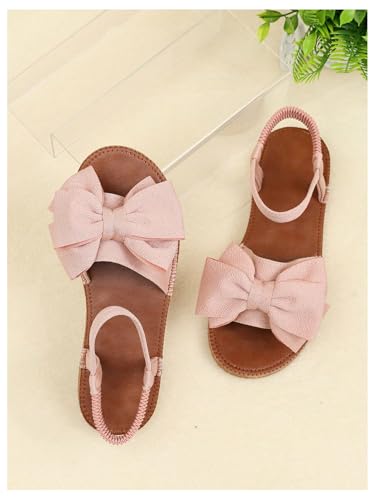 Image of GORGLITTER Women's Bow Flat Sandals 2026 Dressy Cute Ankle Strap Slides | Summer Shoes for Women 2026, Slip On Open Toe Flats, Slingback Slides, Vacation Dress Sandals
