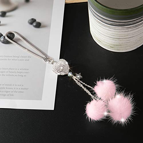 Yidexin Bling Car Mirror Accessories For Women £¦ Men Bling Love Heart And Pink Plush Ball Bling Rinestones Diamond Car Accessories Crystal Car Rear View Mirror Charms,Lucky Hanging Accessories #TOP5