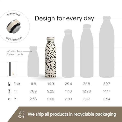 Image of LARS NYSOM Stainless Steel Insulated Water Bottle 12oz 17oz 25oz 34oz 51oz | Insulated Thermo Flask for Hot and Cold Beverages | Leakproof Drinking Bottle (Beige, 17oz)