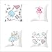 Funda de Cojines Decorativa Chica Blanca de Dibujos Animados Fundas de Cojín 50x50cm,Funda de Almohada Cuadrado Juego de 4 Funda de Cojines Decorativa para Sofá, Cama Hogar, Coche, Interior, Exterior