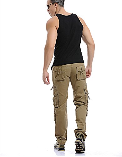 Yollmart Men's Cotton Military Cargo Workwear Pants Relaxed Fit Trousers3