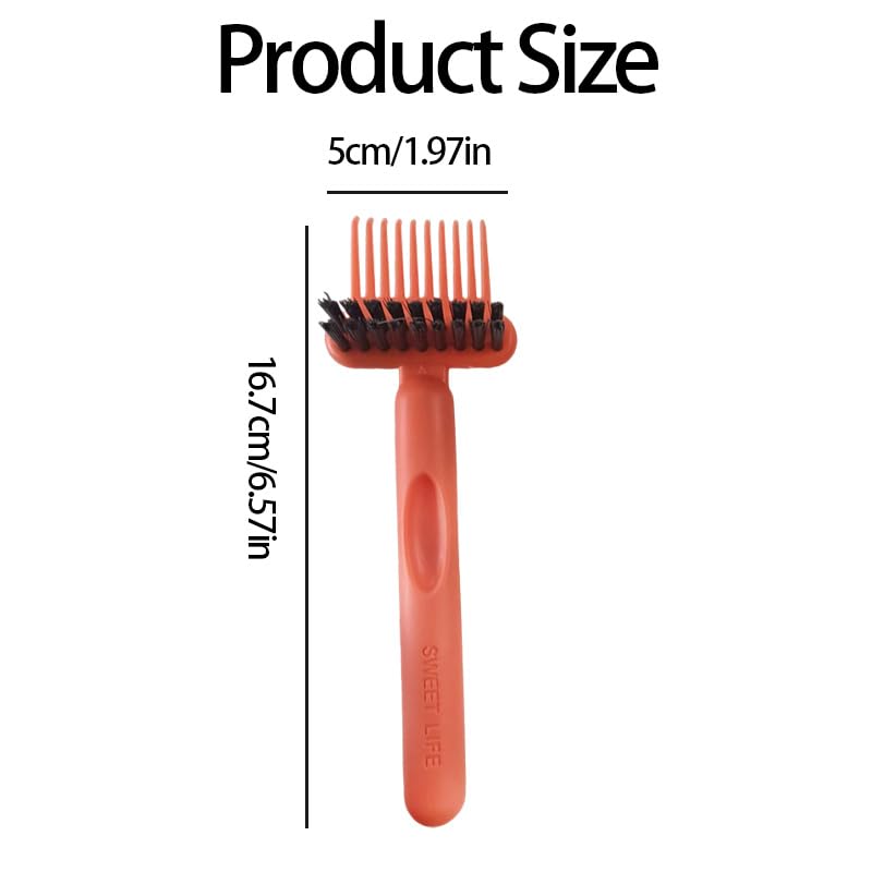 2Pcs 2-in-1 Hair Brush Cleaner Tool, Dual-Sided Comb Cleaner & Hair Remover Rake for Effective Cleaning at Home, Salon, Travel (Orange & Gray)