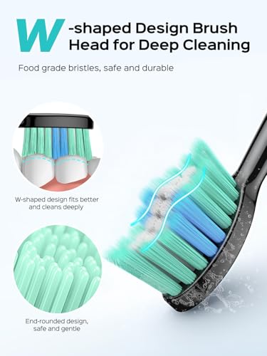 Coslus DY-108PRO Electric Toothbrush For Adults And Kids: Wireless Rechargeable Tooth Brush For Kid Ages 12+ And Adult With Portable Travel Case, 5 Modes 47000 Vpm Power Toothbrushes 6 Brush Heads Black thumb #2