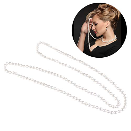 TINKSKY Fake Pearls Necklace Retro Pearls Long Necklace Chain for Party Favors Costume Necklace, for Women Girls