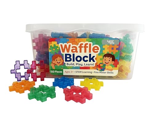 Waffle Block Building Set for Kids STEM Construction Toys Creative Learning Blocks for Toddlers & Children Educational Construction Blocks with Storage Box Ages 3+ 150pcs
