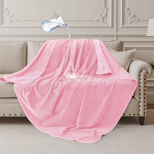 LOOBANI Waterproof Blanket for Couch, Double-Side Leakproof 40"x60", Pink