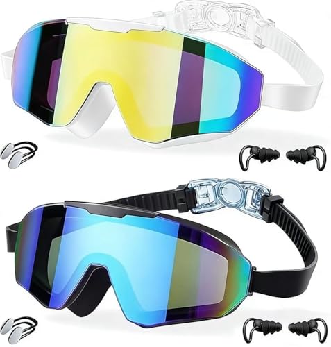 SLEEPHEAD® 2 Pack Swim Goggles for Adults, Wide View Anti-Fog & UV Protection, No-Leak Swimming Goggles for Men, Women & Youth