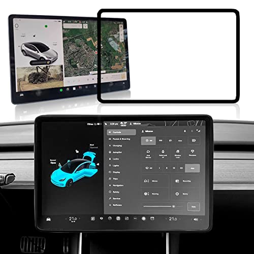 ONKENTET Screen Protector Frame Compatible with Tesla Model 3 Model Y 2024 2023 2022 2021 2020 2019 Screen Edge Protector Cover Center Console Decoration Interior Accessories (Black)