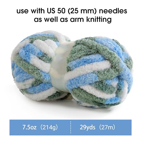 Image of MABOZOO Tie Dye Chunky Yarn for Crocheting 8 Pack,Blue Fluffy Jumbo Chenille Yarn,Soft Plush Yarn Bulky,Giant Thick Fuzzy Yarn for Hand Knitting or Arm Knitting (31.7 yds,8 oz Each Skein)