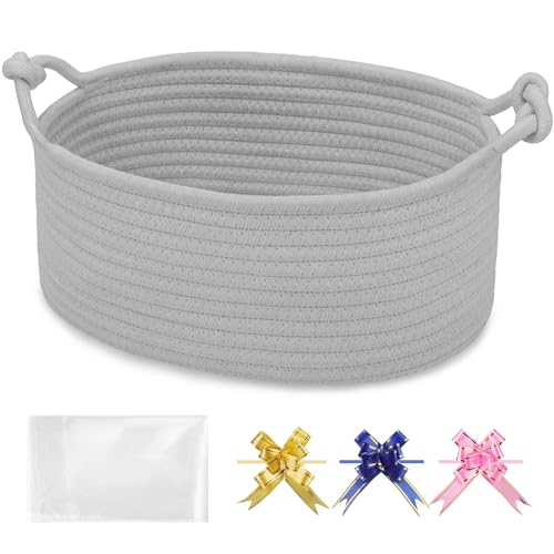 Image of Small Empty Gift Basket with Bag & Ribbons, Cool Gray