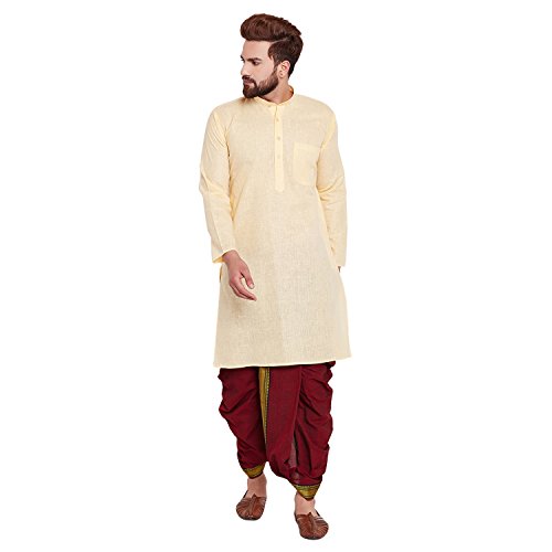 Image of SOJANYA (Since 1958 Men's Brown and Black Cotton Dhoti Kurta Set