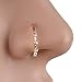Cutedoumiao Gold Silver Thin Four Diamond Clear Crystals Nose Ring Stud Hoop-Sparkly Crystal Nose Ring (Gold)