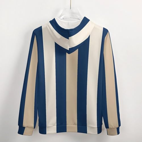 Stripe Fall Men's Long Sleeve Zip Up Hoodies Drawstring Hooded Cardigan4