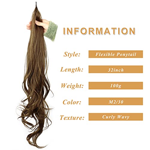 Dairess 32Inch Flexible Wrap Around Ponytail Hair Extension Long Curly Synthetic Ponytail Wavy Pretty Hair Ponytails Hairpieces For Women Daily Use (M2/30) #TOP1