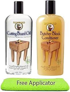 Howard Butcher Block Conditioner and Cutting Board Oil 12 oz, Food Grade Conditioner and Oil, Great for Heave Use Cutting Boards and Utensils, Re hydrate your Cutting Blocks