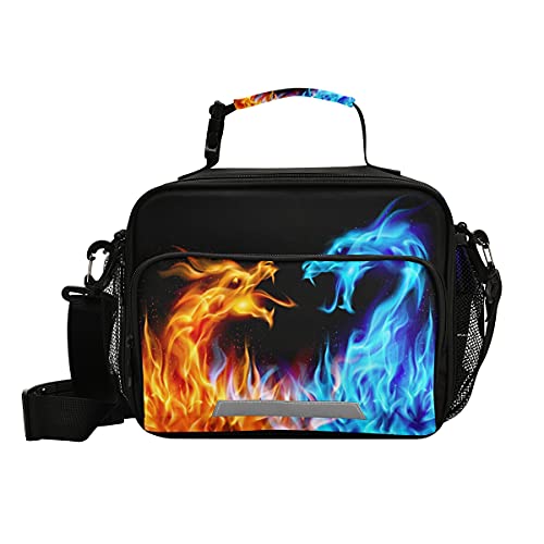 Abstract Cool Dragon Fire Lunch Box Girls, Lunch Bag For Kids School Insulated Tote Bag Cooler Tote With Adjustable Shoulder Strap For Boys #TOP6
